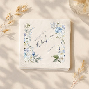 Hydrangea Thank You Card Blue Floral Bridal Show Napkins