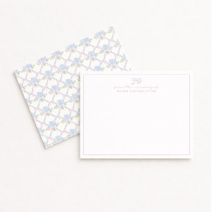 Hydrangea trellis bow nursery note card