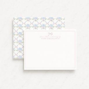 Hydrangea trellis bow nursery note card