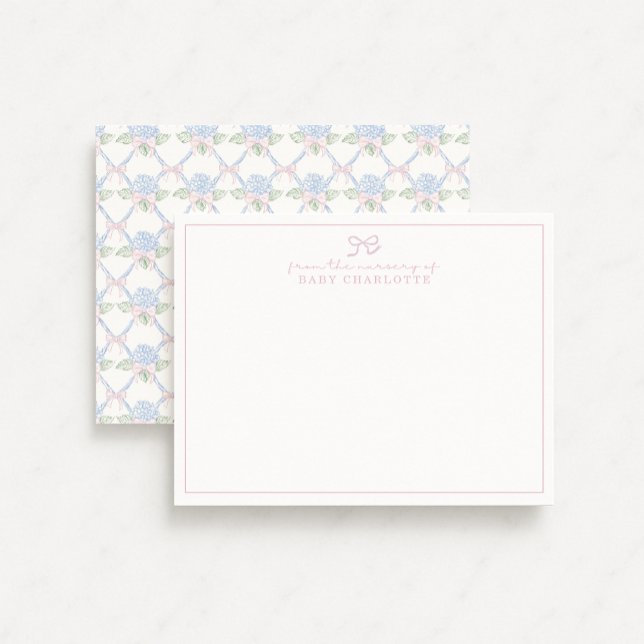Hydrangea trellis bow nursery note card (Creator Uploaded)