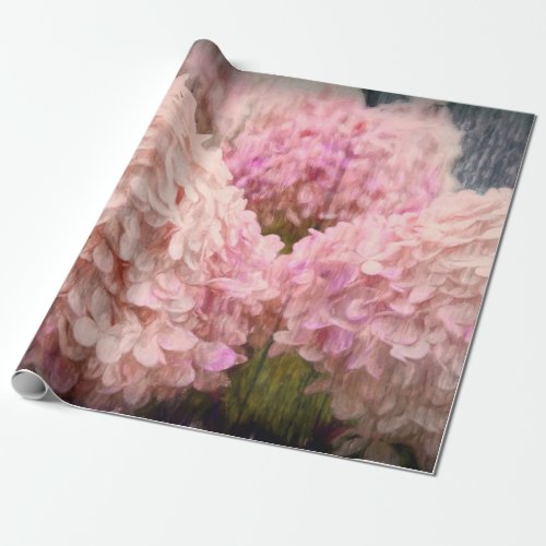 Hydrangea Vintage Blush Pink Floral Wood Decoupage Wrapping Paper