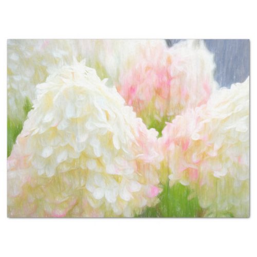 Hydrangea Vintage Pink White Painted Floral Wood Tissue Paper