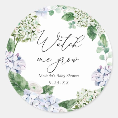 Hydrangea Watch me Grow Plant Favor  Classic Round Sticker