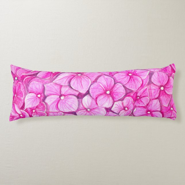 Hydrangea watercolor body pillow (Front)
