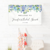 Hydrangea Watercolor Floral Bridal Shower Welcome Banner (Insitu)