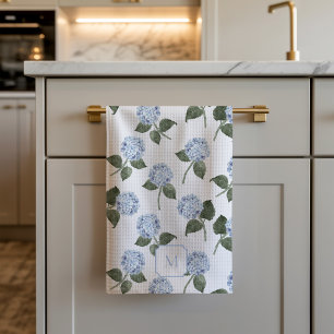 Hydrangea Watercolor Flowers Blue Kitchen Towel
