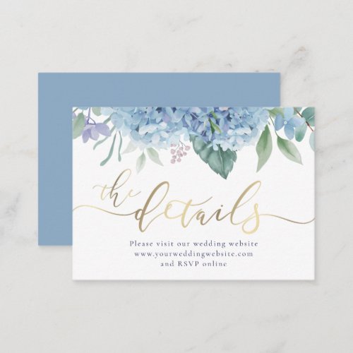 Hydrangea watercolor flowers Wedding Website Enclosure Card