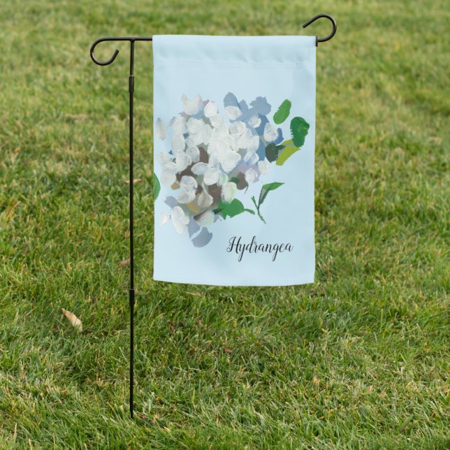Hydrangea Watercolor  Garden Flag (In SItu)