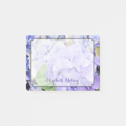 Hydrangea Watercolor Lilac  Blue Custom Post_it Notes
