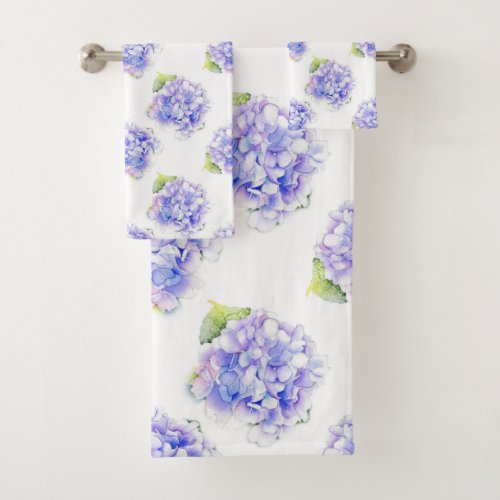 Hydrangea Watercolor Pattern Bath Towel Set