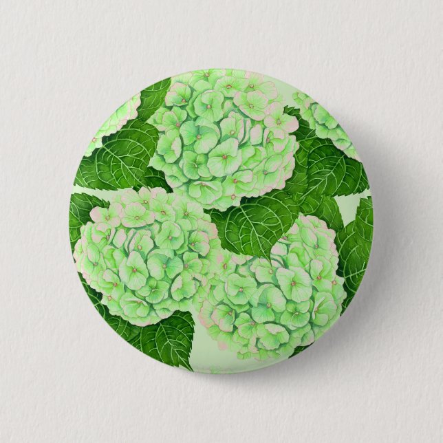 Hydrangea watercolor pattern button (Front)