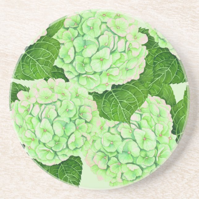 Hydrangea watercolor pattern coaster (Front)