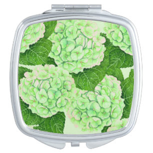 Hydrangea watercolor pattern compact mirror