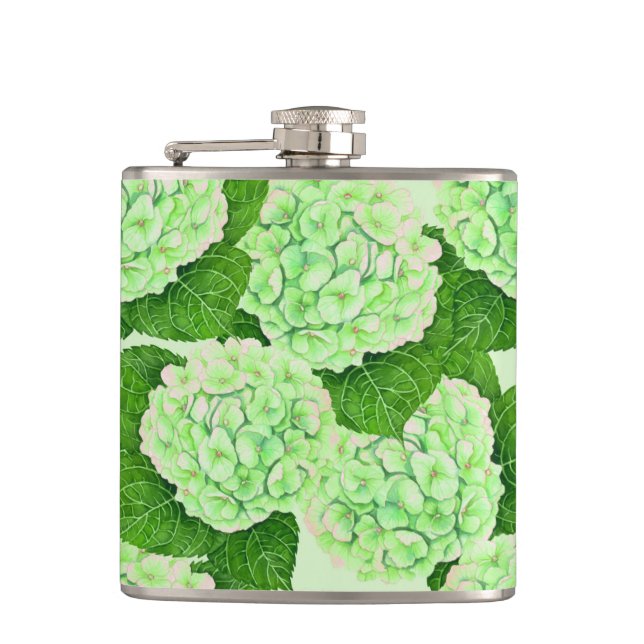 Hydrangea watercolor pattern flask (Front)