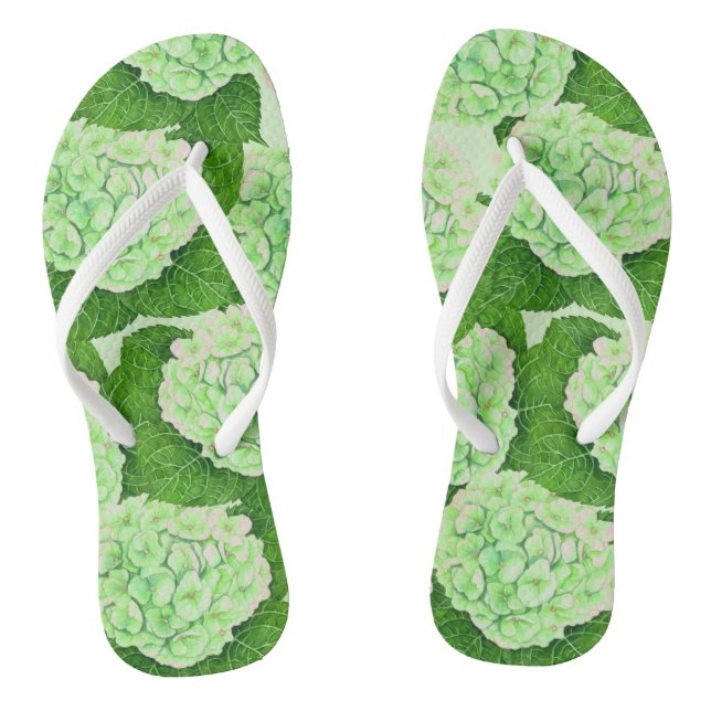 Hydrangea watercolor pattern flip flops (Footbed)
