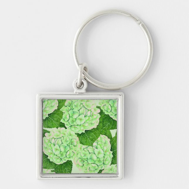 Hydrangea watercolor pattern keychain (Front)