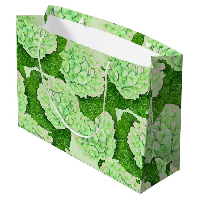 Hydrangea watercolor pattern large gift bag (Back Angled)