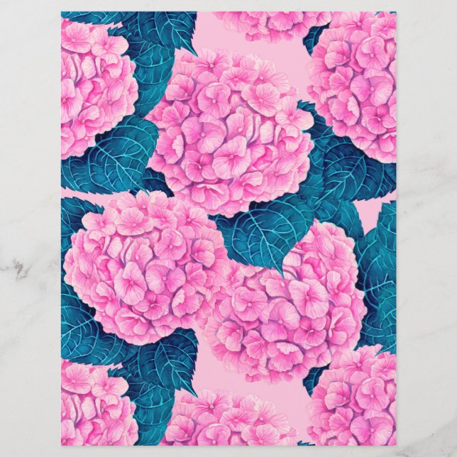 Hydrangea watercolor pattern, pink and blue (Front)