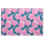 Hydrangea watercolor pattern, pink and blue fabric