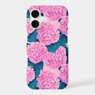 Hydrangea watercolor pattern, pink and blue iPhone 17 case
