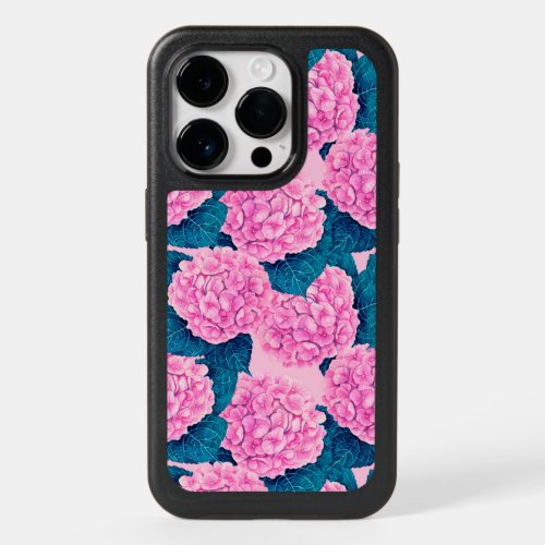 Hydrangea watercolor pattern pink and blue OtterBox iPhone 14 pro case