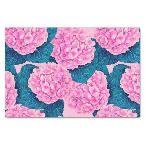 Hydrangea watercolor pattern pink and blue tissue paper