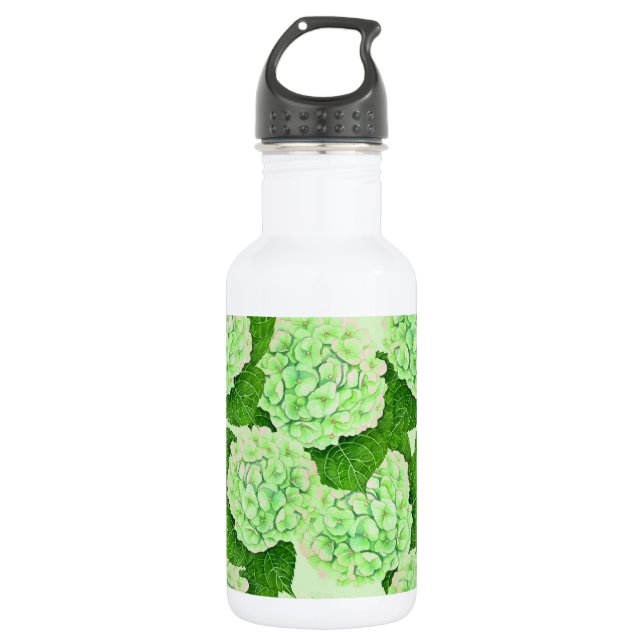 Hydrangea watercolor pattern stainless steel water bottle (Front)