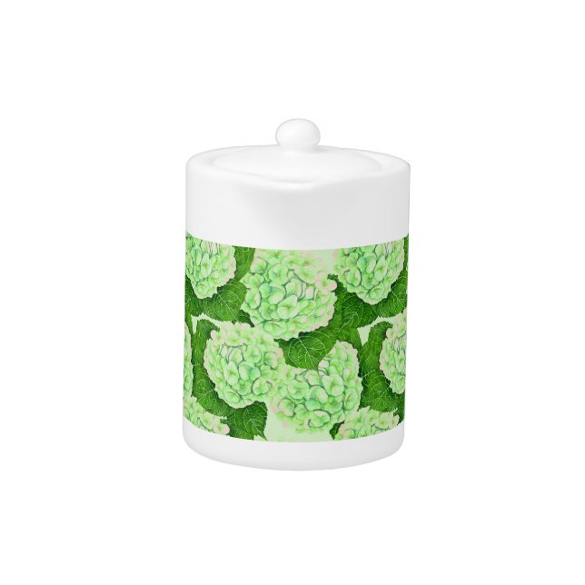 Hydrangea watercolor pattern teapot (Front)