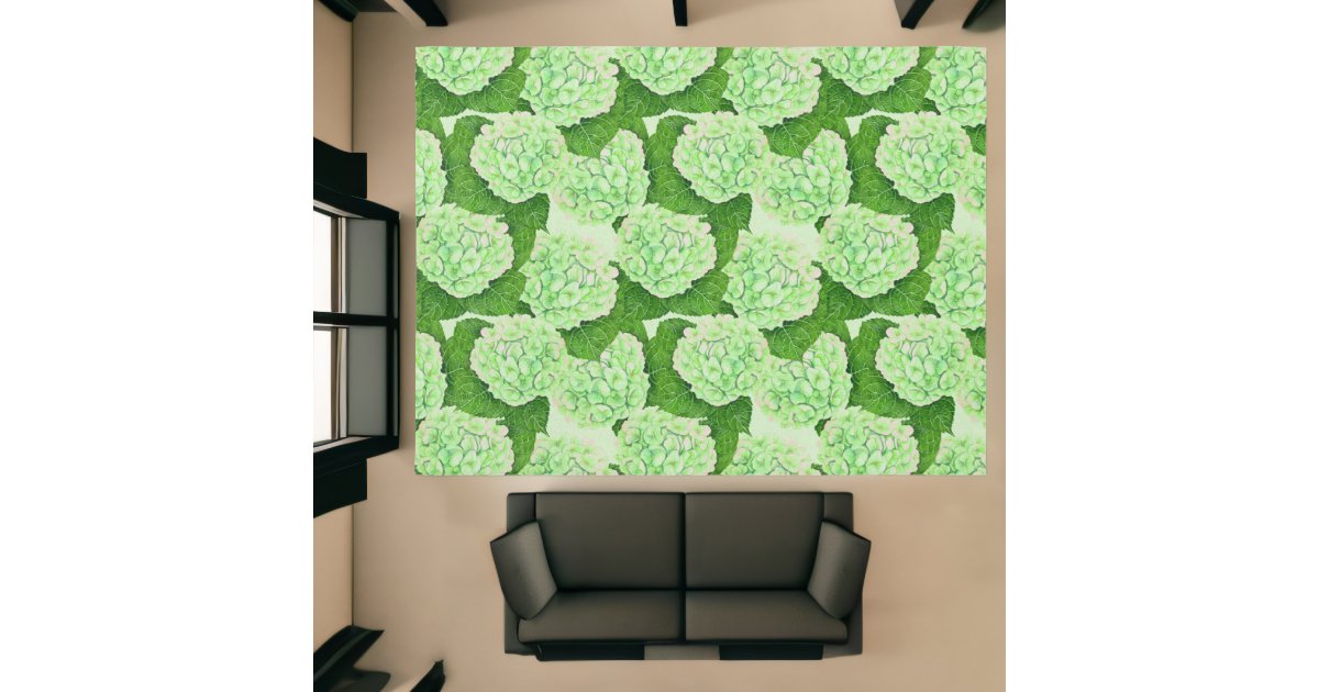 Hydrangea watercolor pattern wrapping paper rug | Zazzle
