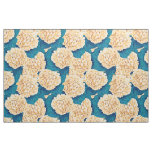 Hydrangea watercolor pattern, yellow and blue fabric