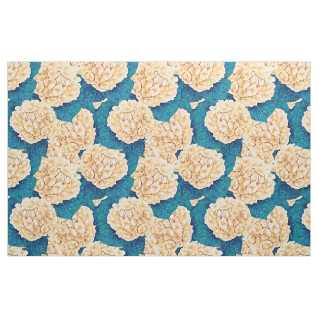 Hydrangea watercolor pattern, yellow and blue fabric (Fat Quarter)