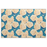 Hydrangea watercolor pattern, yellow and blue fabric