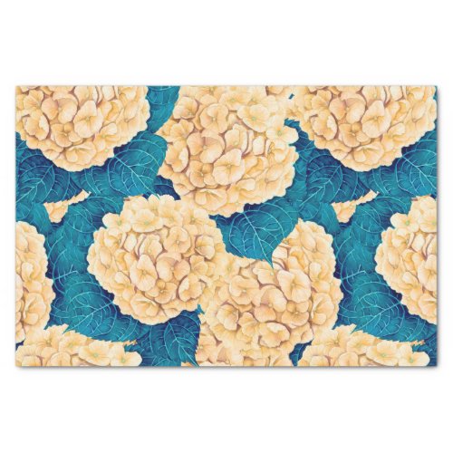 Hydrangea watercolor pattern yellow and blue tissue paper