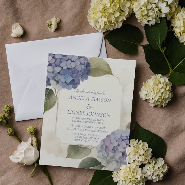 Hydrangea Watercolor Soft Blue Colors Invitation (Creator Uploaded)