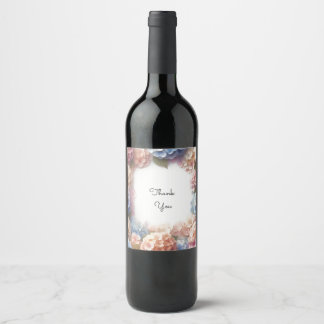 Hydrangea Watercolor Thank You  Wine Label