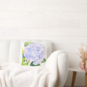 Hydrangea Watercolor Throw Pillow