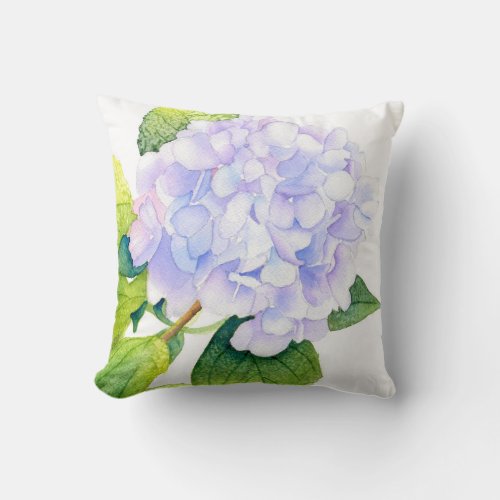 Hydrangea Watercolor Throw Pillow