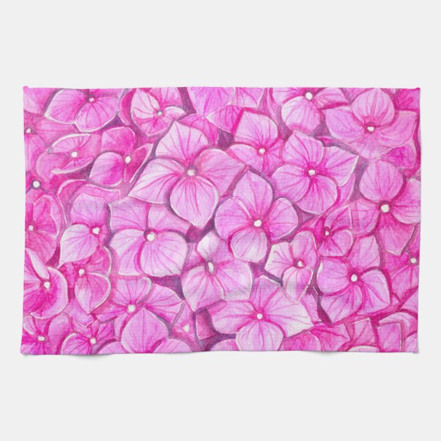Hydrangea watercolor towel (Horizontal)