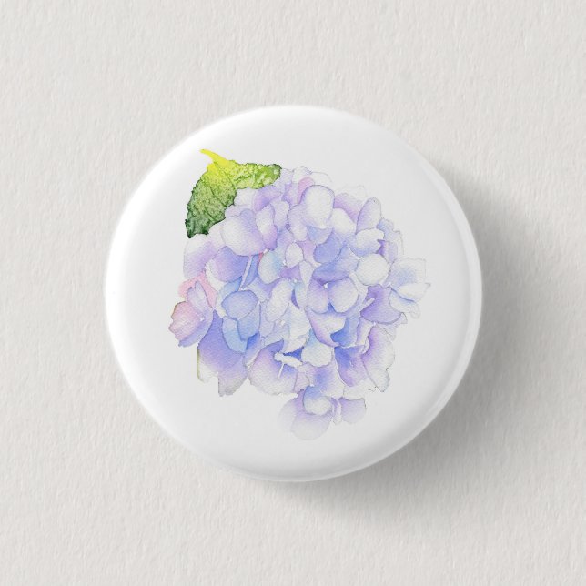 Hydrangea Watercolor Vignette Button (Front)