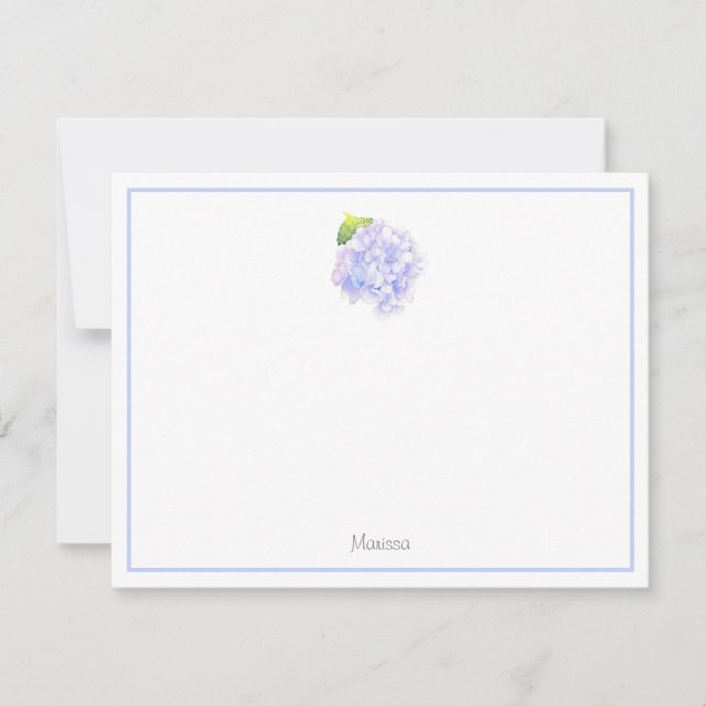 Hydrangea Watercolor Vignette Note Card (Front)