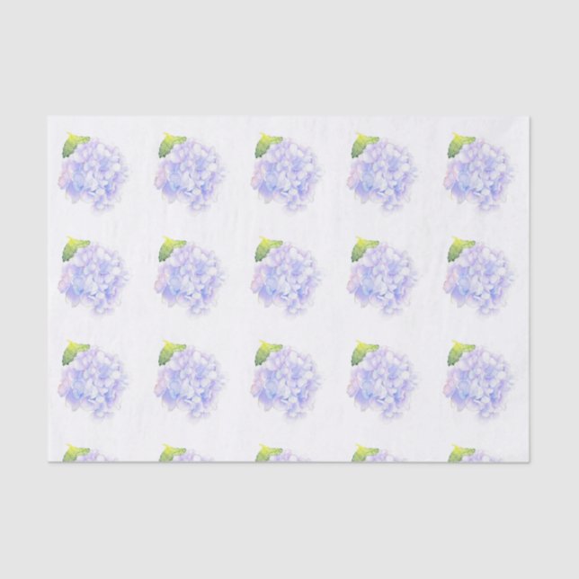 Hydrangea Watercolor Vignette Pattern Tissue Paper (Front)