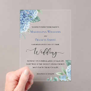 Hydrangea watercolor   wedding  acrylic invitations