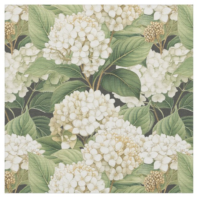 Hydrangea watercolour floral Boho retro flowers Fabric (Close Up)