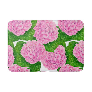 Hydrangea waterolor pattern bath mat