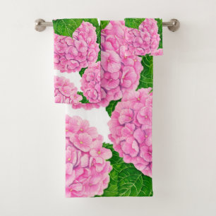 Hydrangea waterolor pattern bath towel set