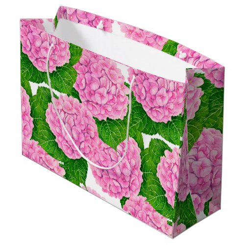 Hydrangea waterolor pattern large gift bag
