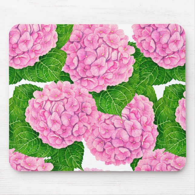 Hydrangea waterolor pattern mouse pad (Front)