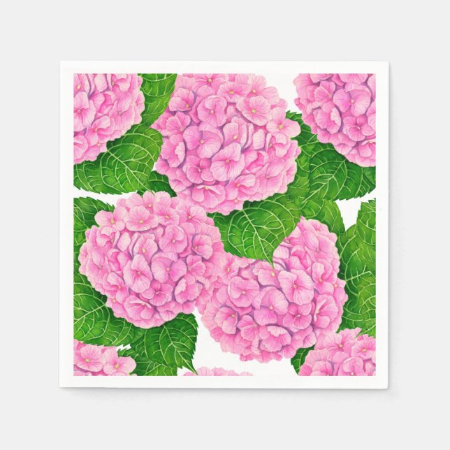 Hydrangea waterolor pattern napkins (Front)