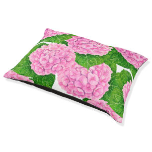 Hydrangea waterolor pattern pet bed