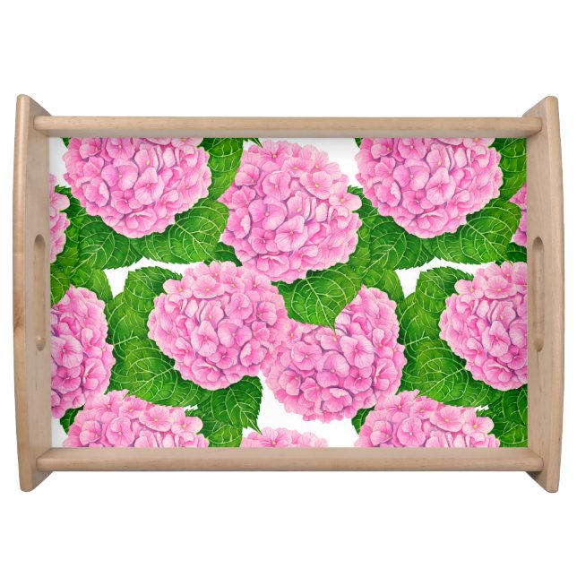 Hydrangea waterolor pattern serving tray (Front)